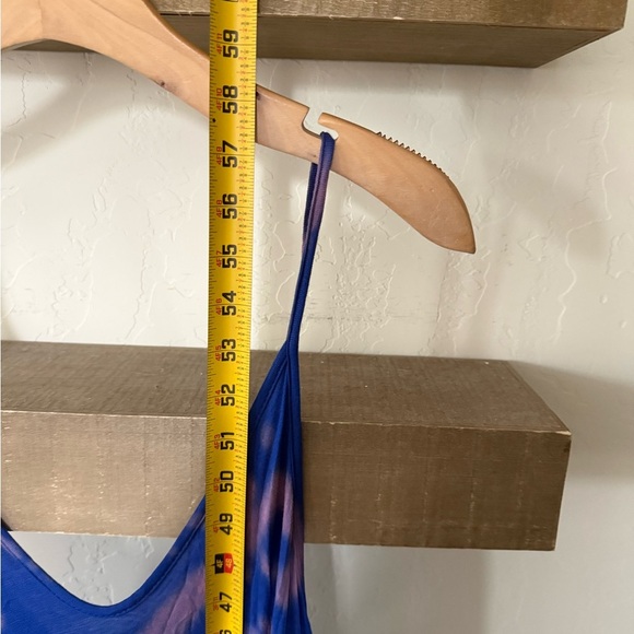 Boutique|Vibrant Blue and Pink Tie-Dye Sleeveless Maxi Dress,Drapey boho style• - Picture 9 of 9